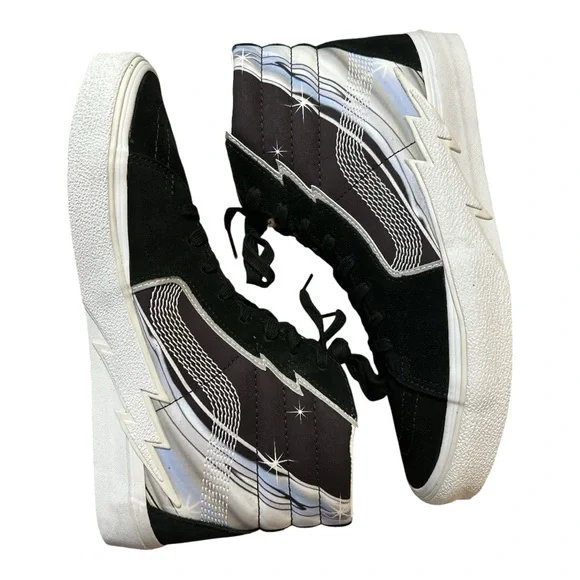 VANS | SK-8 Hi Bolt in Chrome Flash Black Hightop Sneakers - Picture 3 of 5